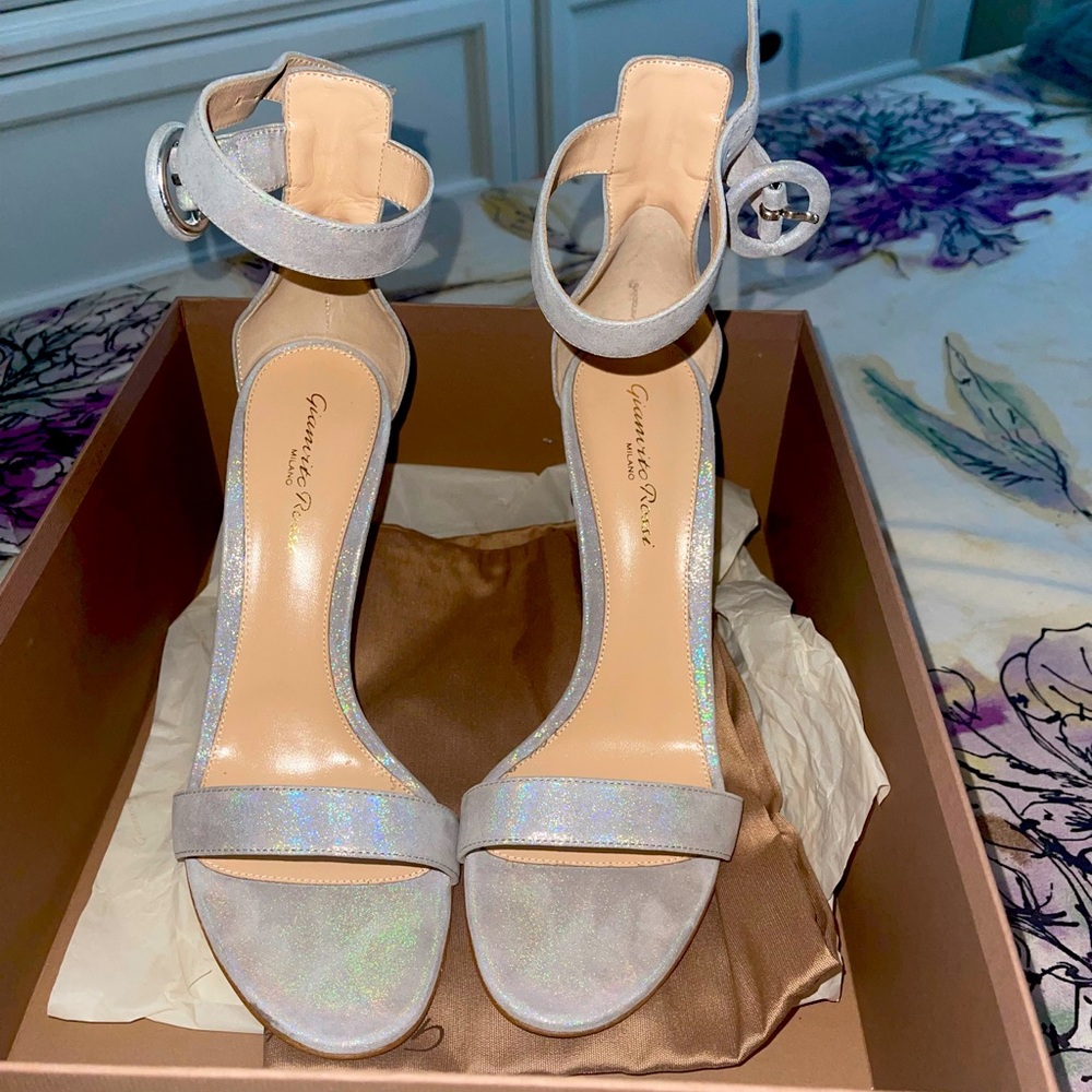 Gianvito Rossi Portofino Iridescent Silver Heels